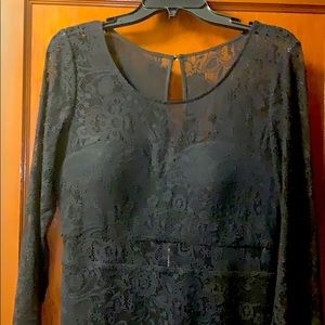 Guess Midi long sleeve Lace Black Dress